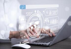 finance and banking digital, businessmen holding online banking and payments, Finance and banking networks. AI, Customer networking connection, Digital marketing. cyber security. Business technology. photo