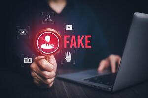 Deepfake concept ,Facial tracking, detection and recognition technology, Security system. photo