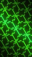 Background with pattern of neon lines in oriental style. Motion. Repeating pattern of lines with moving stripes. Neon chain pattern on black background video
