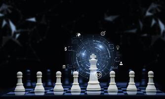 Chess board for business strategy and leadership assignment concept of team player or business team and leadership strategy or strategic planning and human resources organization risk management. photo
