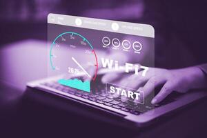 Wifi 7 technology enhances the efficiency of data transmission for faster speeds to connected devices, ensuring higher performance. photo