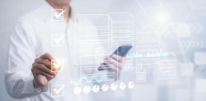 Analytics and Data Management Systems. Business Analytics and Data Management Systems to make reports with KPI and metrics connected to the database for technology finance photo