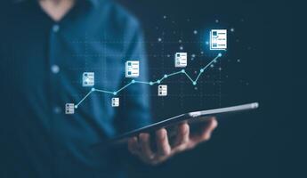 Analytics and Data Management Systems. Business Analytics and Data Management Systems to make reports with KPI and metrics connected to the database for technology finance photo