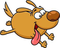 Happy Dog Cartoon Character Running With Sticking Out Tongue vector