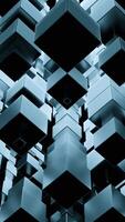 Blue and gold background. Design. Falling and rising squares on a black background in animation. video