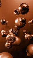 Metal molecules in moving space. Design. 3d metal molecules move in space on colorful background. Different texture of 3d balls in chaotic motion video