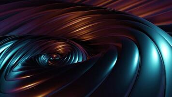 Rotating 3d spiral with metal lines. Design. 3D vortex in metal spiral with lines. Futuristic spiral rotates in shape of shell video