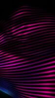 Realistic wavy movement of thing digital texture looking like fabric. Design. Striped fibres cloth isolated on a black background. video