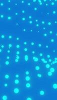 Blue background. Design.White shiny circles that jump at different sides in abstraction. video