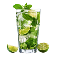 Mojito cocktail . Alcoholic beverage Mojito in glass with mint leaf isolated. Lime and mojito as refreshment during summertime heats. Cocktail in glass png