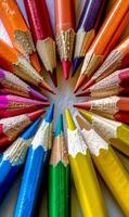 Colored pencils in circle. A photo of different colored pencils in a circle