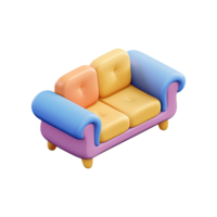 3D sofa icon set on transparent background. png