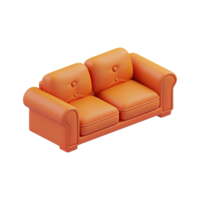 3D sofa icon set on transparent background. png
