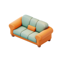 3D sofa icon set on transparent background. png