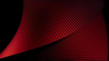 randig 3d strukturera böjer sig och roterar. design. böjd abstrakt spiral rör på sig på svart bakgrund. böjd strukturera roterar i mörk Plats video