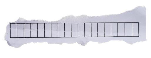 White strip of paper with torn edges on isolated background photo