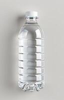 Plastic bottle of fresh mineral water, isolated on a light background. Clean and clear, it's essential for hydration and well-being. photo