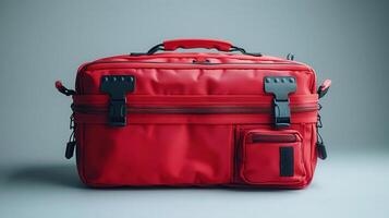Red Travel Bag with Multiple Compartments photo