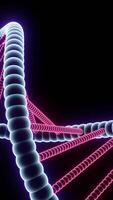 Beautiful moving spiral with DNA. Design. Rotating 3d spiral with glowing lines and dots. Neon DNA Card Spiral video