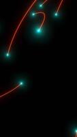 Black background. Design. Red flying laser lines in animation in different directions. video