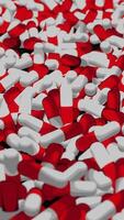 Lots of pills on black background. Design. A lot of 3d tablets are moving on surface. Wave of pills. Pills prescribed by doctors or antidepressants video