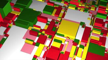 Bright squares and rectangles in abstraction.Motion.Geometric shapes of different sizes move in 3d video