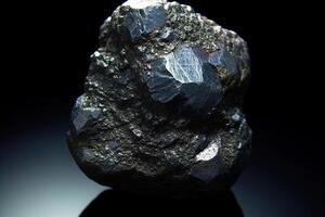 Miargyrite fossil mineral stone. Geological crystalline fossil. Dark background close-up. photo