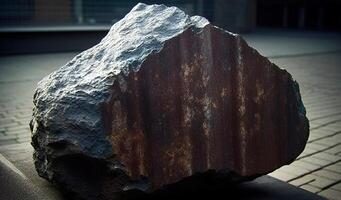 Carlsbergite Agpalilik fossil mineral stone. Geological crystalline fossil. Dark background close-up. photo