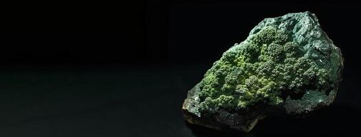 Mottramite fossil mineral stone. Geological crystalline fossil. Dark background close-up. photo