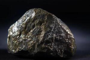 Tongbaite fossil mineral stone. Geological crystalline fossil. Dark background close-up. photo