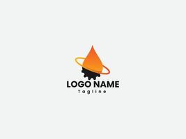 Gear oil logo design with oil drop and gradient color vector