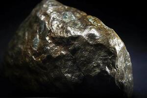 Tongbaite fossil mineral stone. Geological crystalline fossil. Dark background close-up. photo
