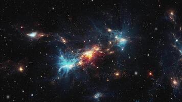Dark space with bright stars and galaxies. video