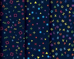 Geometric Shapes And Letters Pattern Set vector