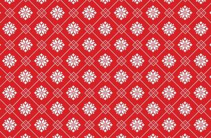 Christmas red snowflake pixel pattern vector