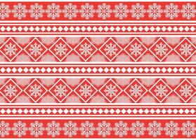 Red and white christmas pattern with snowflakes vector