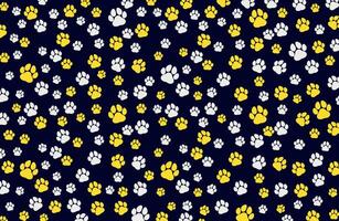 White and Yellow Paw Print Pattern vector