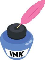 Ink Pot with Feather vector