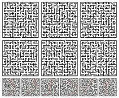 Square maze game collection with solutions for Cnc. laser cutting or kdp vector