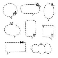 collection set of minimal doodle hand draw speech bubble balloon, think speak talk text box banner vector