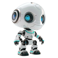 A nice looking cute 3D Robot with a unique design and personality on transparent background png