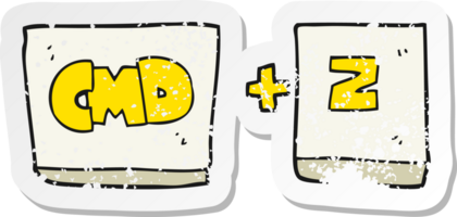 retro distressed sticker of a cartoon command Z function drawing png