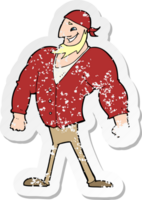 retro distressed sticker of a cartoon manly sailor man drawing png