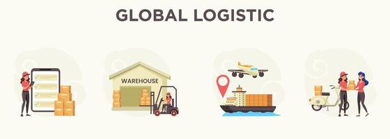 Global Logistics Streamlining Worldwide Supply Chains for Efficiency and Growth vector