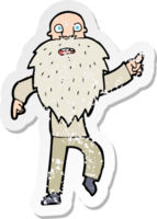 retro distressed sticker of a cartoon stressed old man drawing png