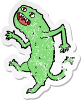retro distressed sticker of a cartoon monster drawing png