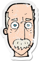 retro distressed sticker of a cartoon man with mustache drawing png