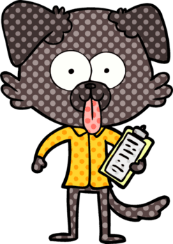 Karikatur Hund mit Zunge kleben aus Zeichnung png