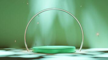 3d stage podium empty with geometric cosmetic showcase pedestal, rainbow colors star, abstract background. minimal modern scene, 3d render illustration video