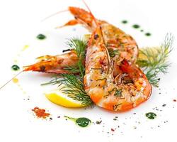 grilled shrimp with lemon and dill photo